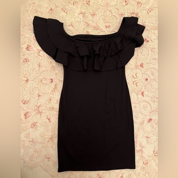 Forever 21 Black Ruffle Mini Body-Con Dress New With Tags - Picture 2 of 3